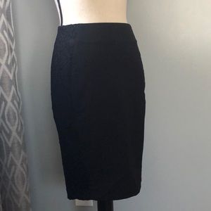 H&M Midi Zip Up Black Skirt with Lace - size 6